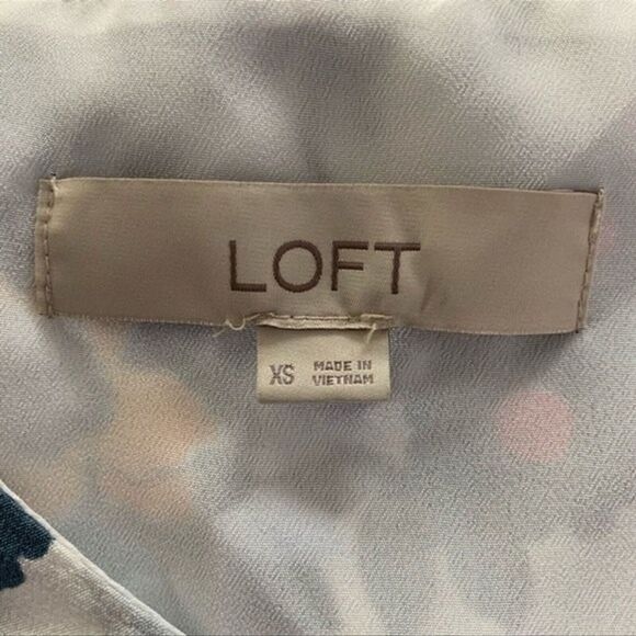 Loft Dress Women XS White Multi Floral Flower Shift Dress Ruffle Sleeve Colorful - Picture 6 of 7